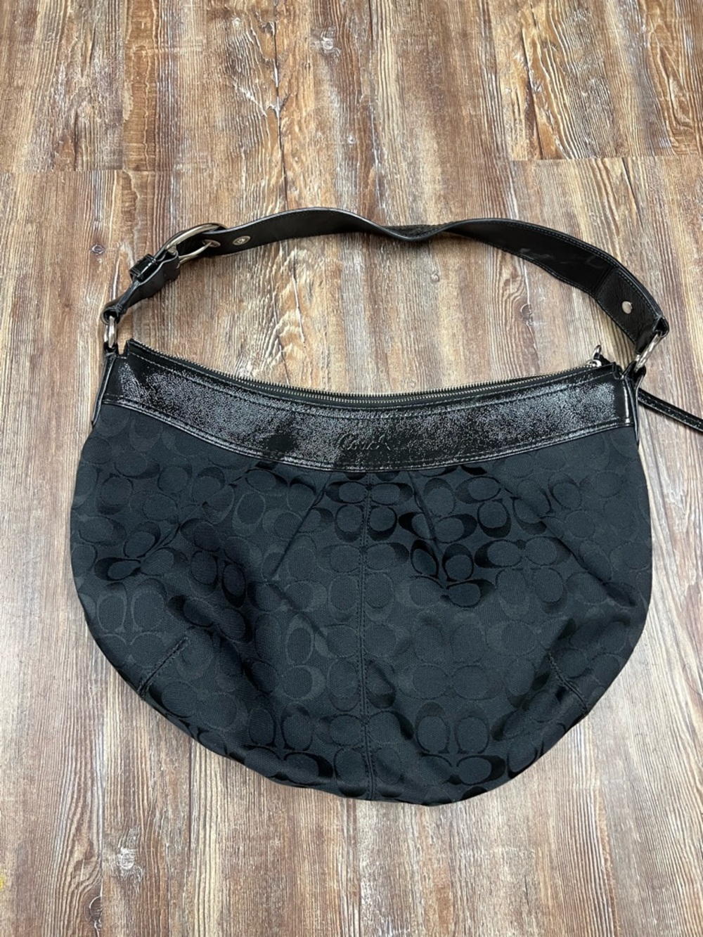 Vintage y2k large Coach hobo black signature canvas bag